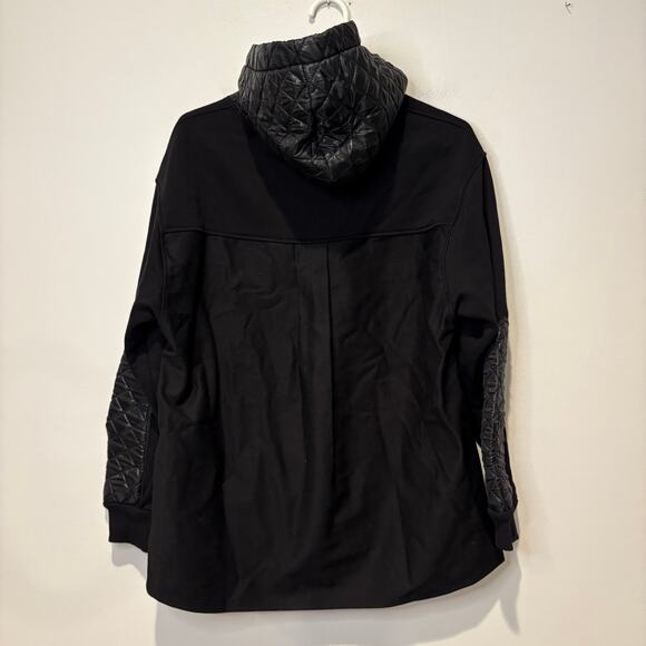 Zara Combination Quilted Hoodie Black Mixed Materials Small Grunge Punk Emo - Picture 5 of 6